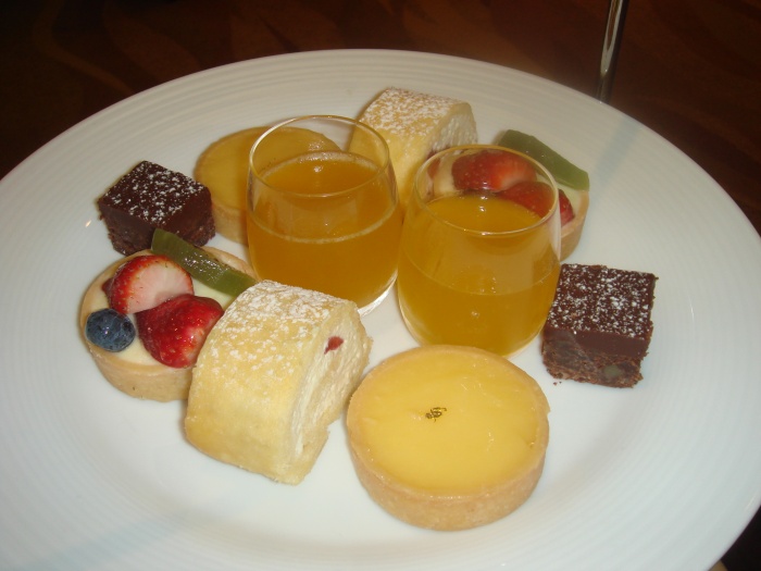 Swiss roll, lemon tart, fruit tart, brownies and jelly pots, Radisson Blu Sydney