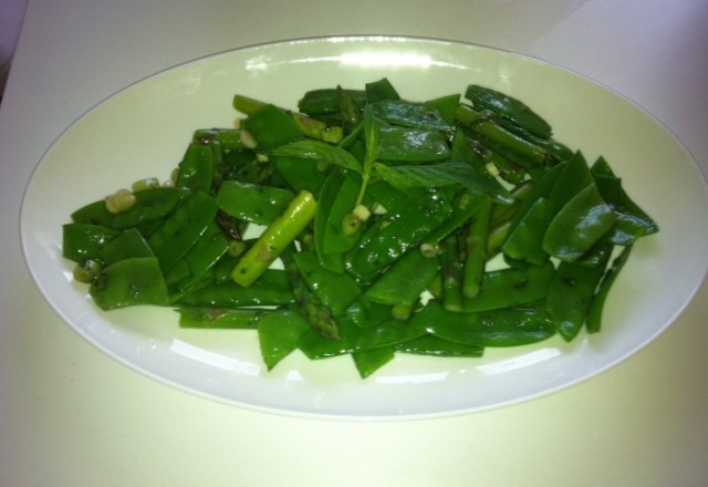 Minted Snow Peas and Asparagus