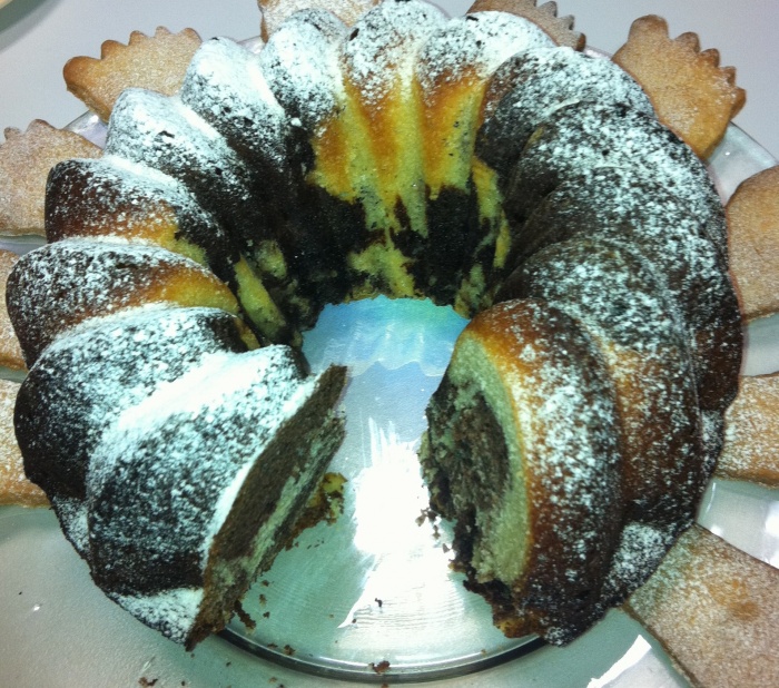 Sarella's Magnificent Marbled Vanilla Cake