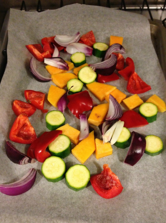 Prepping the pizza