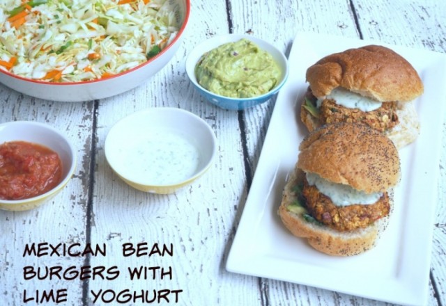 Meatless Monday – Mexican Bean Burgers with Lime Yoghurt