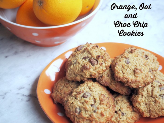 Orange oat choc cookies text