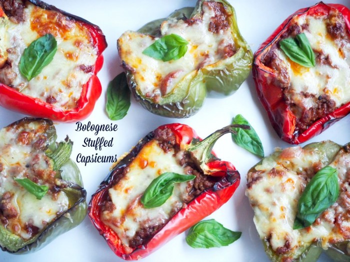 Bolognese Stuffed Capsicums text