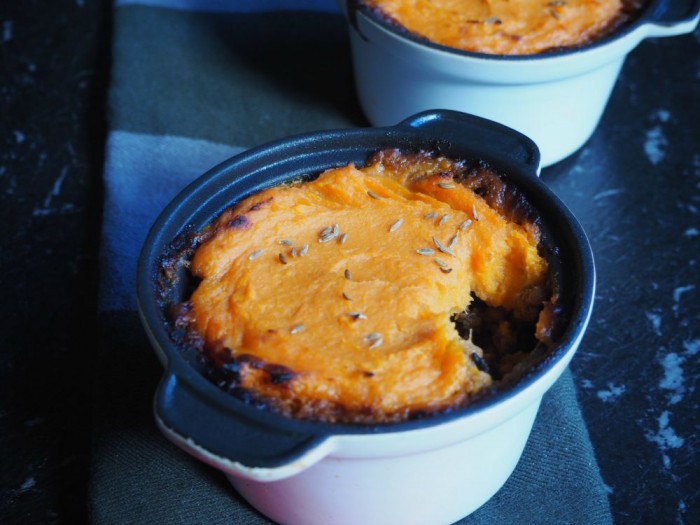 Beef and Lentil Pies with Kumara Mash