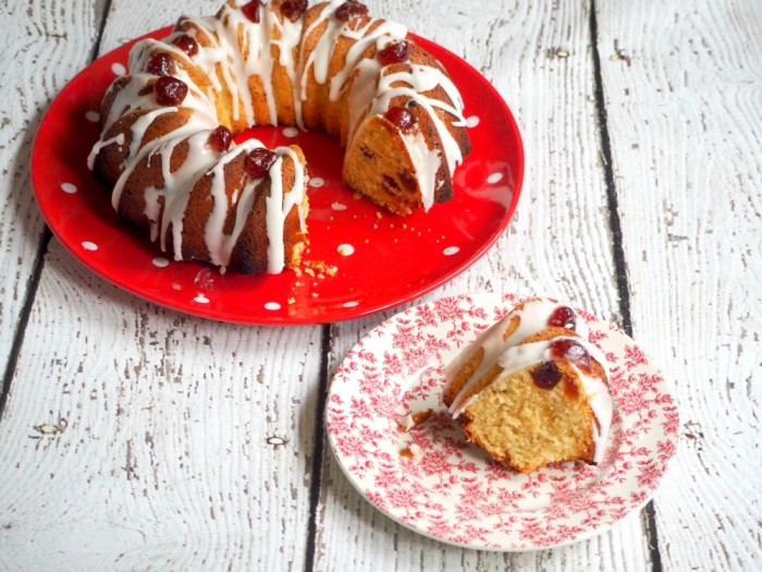 Cherry Cake with Lemon Icing