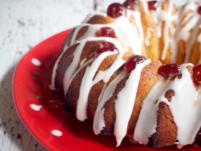 Cherry Cake with Lemon Icing 