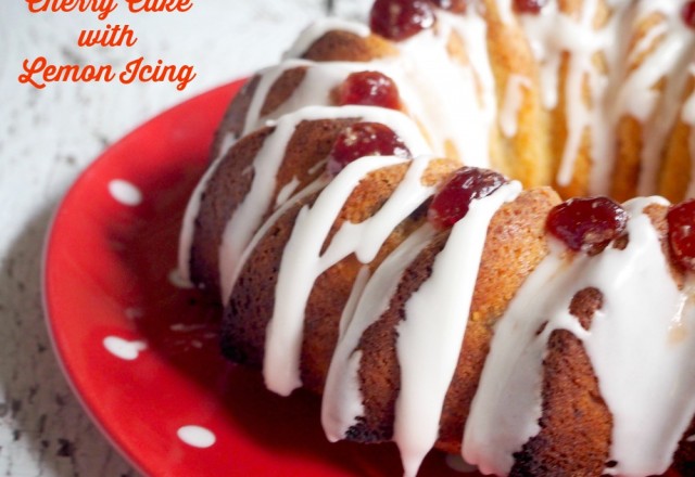 Cherry Cake with Lemon Icing