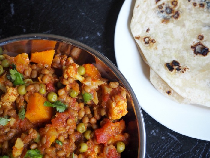 Pumpkin, Cauliflower and Pea Curry