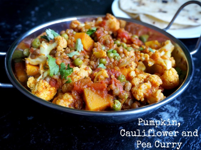 Pumpkin, Cauliflower and Pea Curry