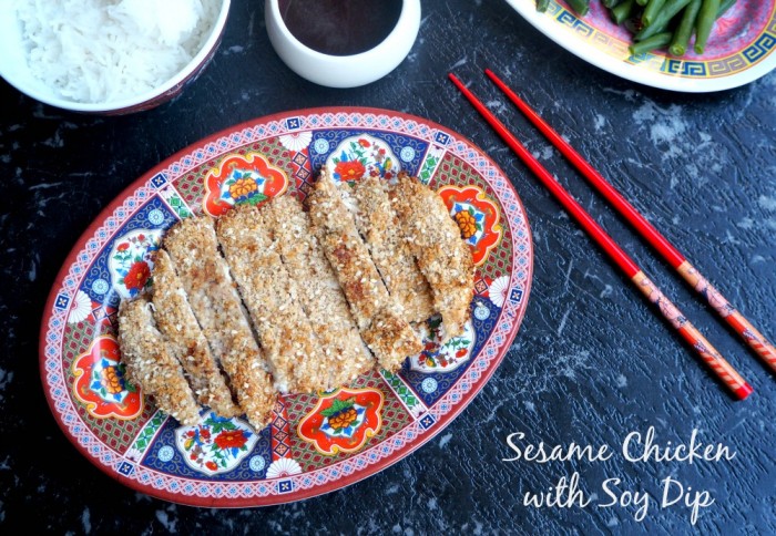 Sesame Chicken with Soy Dip