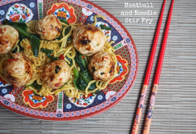 Chicken Meatball and Noodle Stir Fry