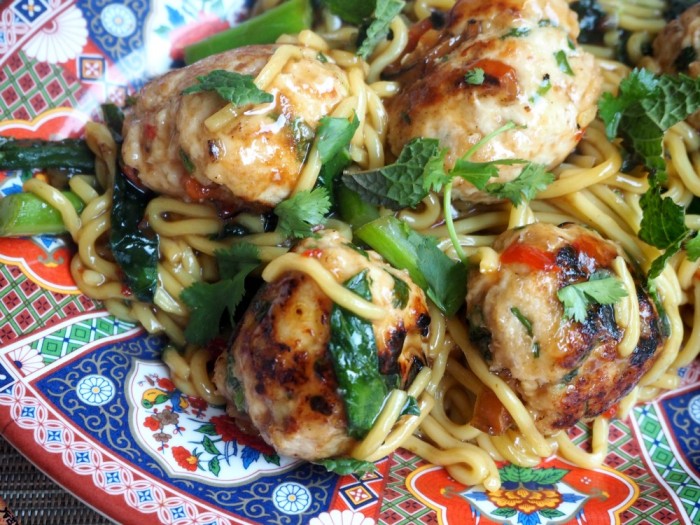 Chicken Meatball and Noodle Stir Fry