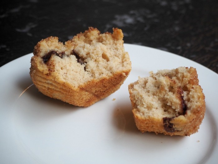 Nutella Stuffed Muffins with Cinnamon Topping