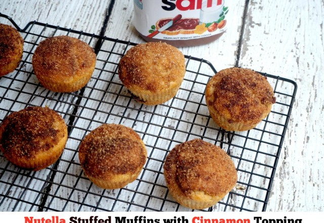 Nutella Stuffed Muffins with Cinnamon Topping