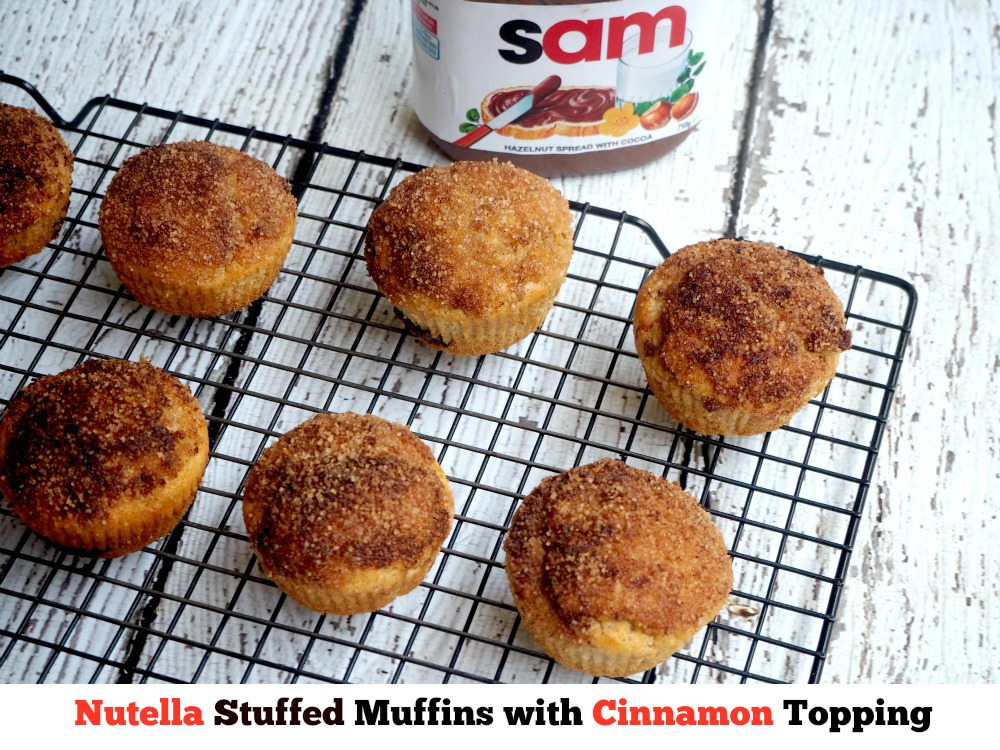 Nutella Stuffed Muffins with Cinnamon Topping