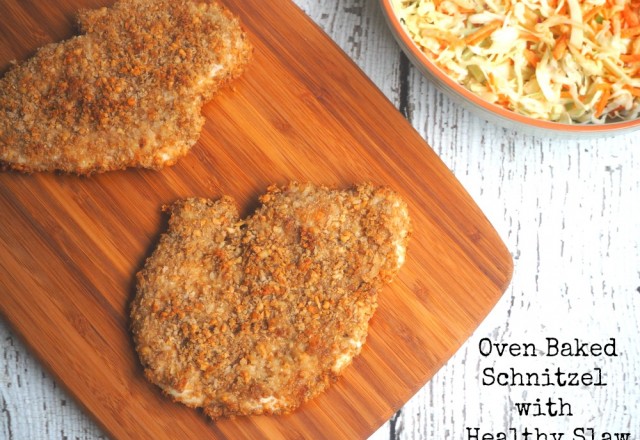 Oven Baked Chicken Schnitzel with Healthy Slaw