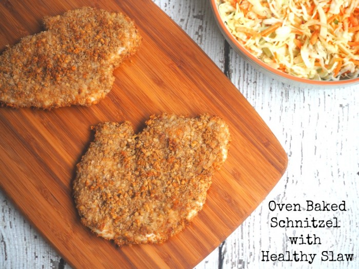 Oven Baked Schnitzel with Healthy Slaw