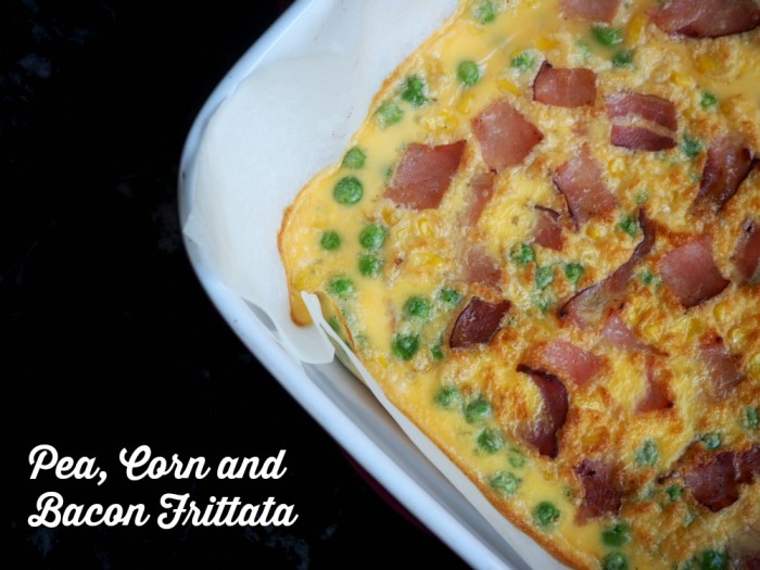 Pea Corn and Bacon Frittata