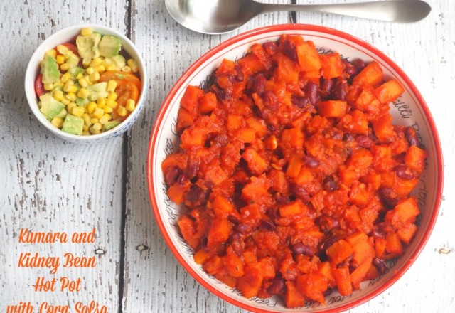 Meatless Monday – Kumara and Kidney Bean Hotpot with Corn Salsa