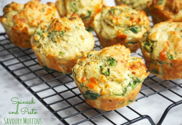 Spinach and Pesto Savoury Muffins