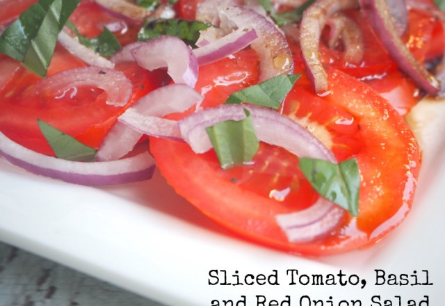 Sliced Tomato, Basil and Red Onion Salad