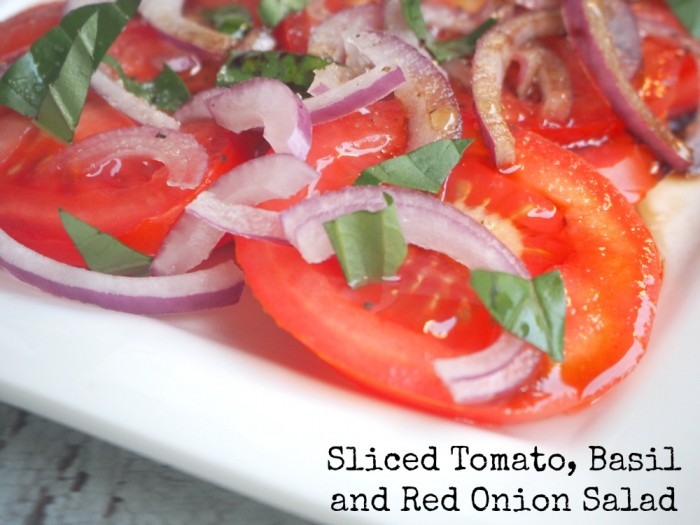 Sliced Tomato, Basil and Red Onion Salad