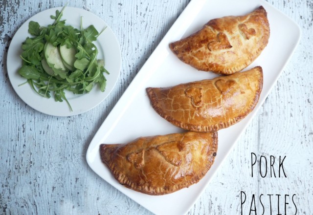 Pork Pasties with Apple, Rocket and Parmesan Salad