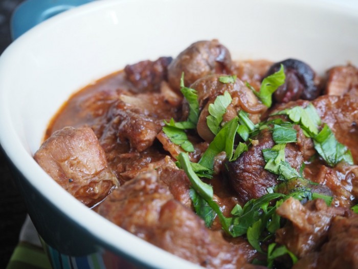 Slow Cooker Red Wine, Beef and Mushroom Casserole