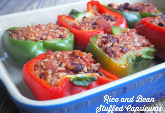 Meatless Monday – Rice and Bean Stuffed Capsicums