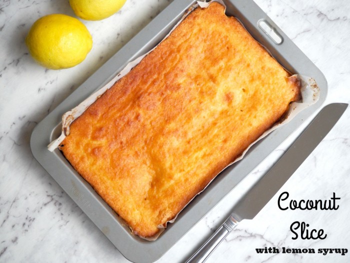 Coconut Slice with Lemon Syrup