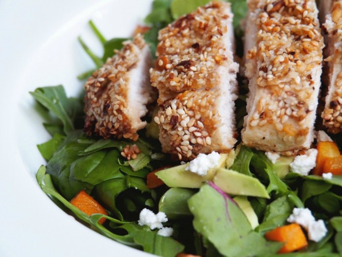 Dukkah Crusted Chicken with Pumpkin and Feta Salad 2