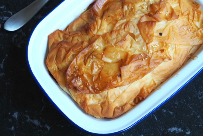 Spinach Mushroom and Feta Filo Pie 