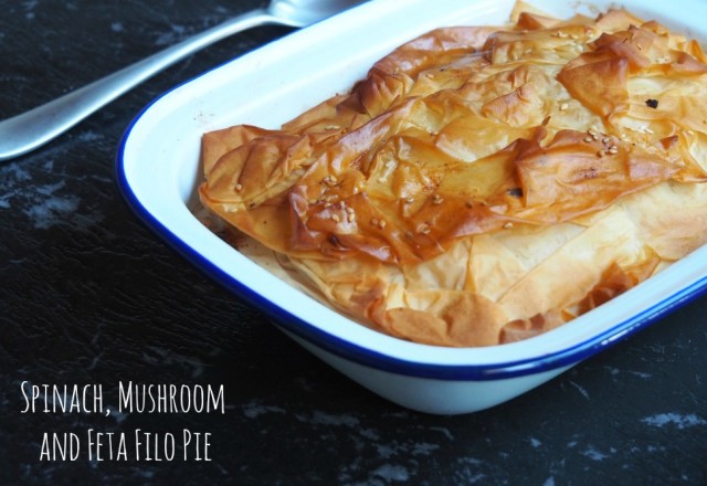 Spinach, Mushroom and Feta Filo Pie