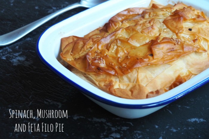 Spinach Mushroom and Feta Filo Pie 