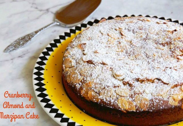 Cranberry, Almond and Marzipan Cake