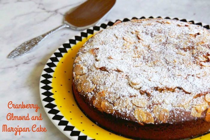 Cranberry, Almond and Marzipan Cake