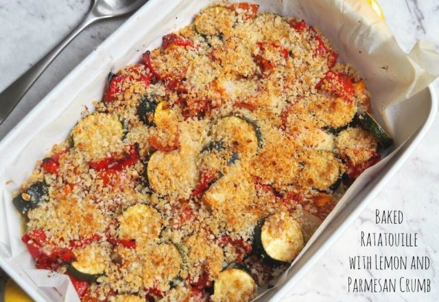Meatless Monday – Baked Ratatouille with Lemon and Parmesan Crumb