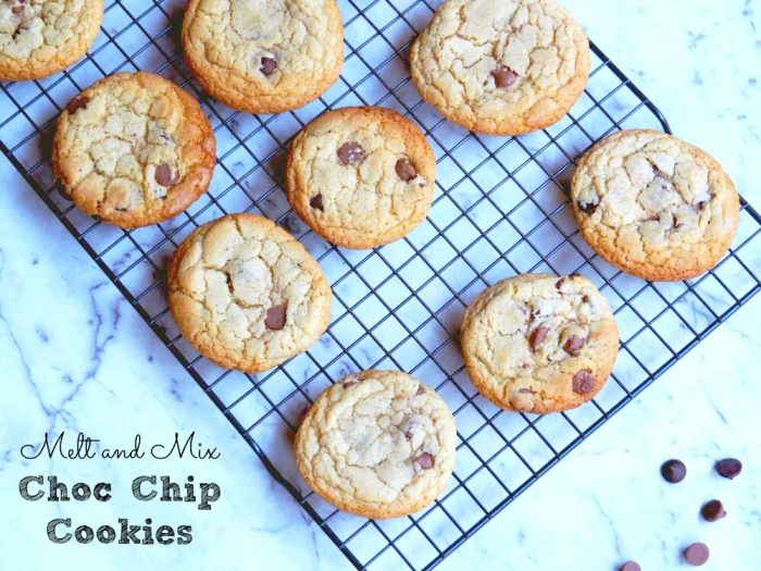 melt and mix choc chip cookies