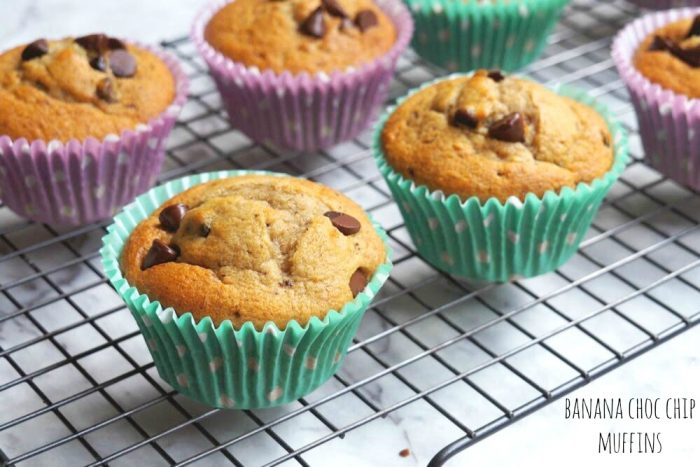 Banana choc chip muffins