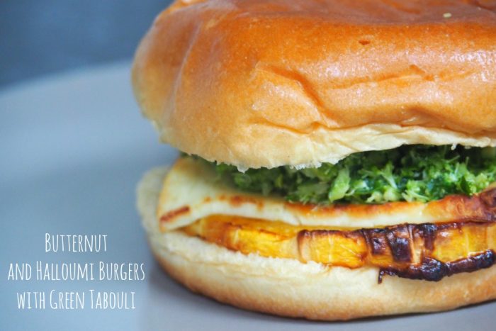 Butternut and Halloumi Burgers with Green Tabouli