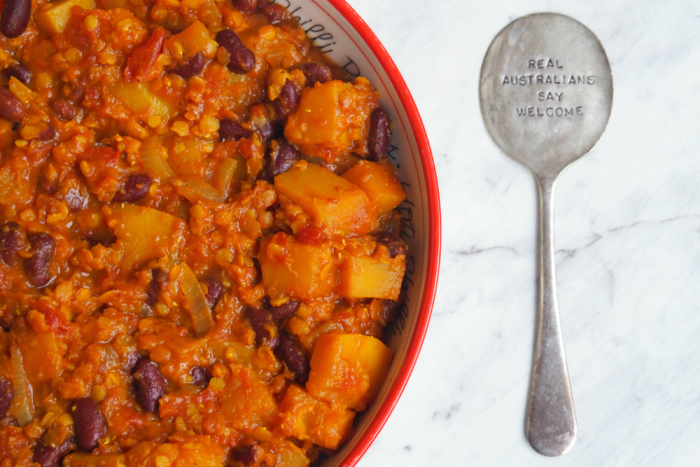 Squash, lentil and bean one pot