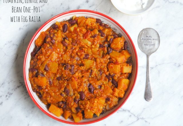 Meatless Monday – Pumpkin, Lentil and Bean One-Pot with Fig Raita