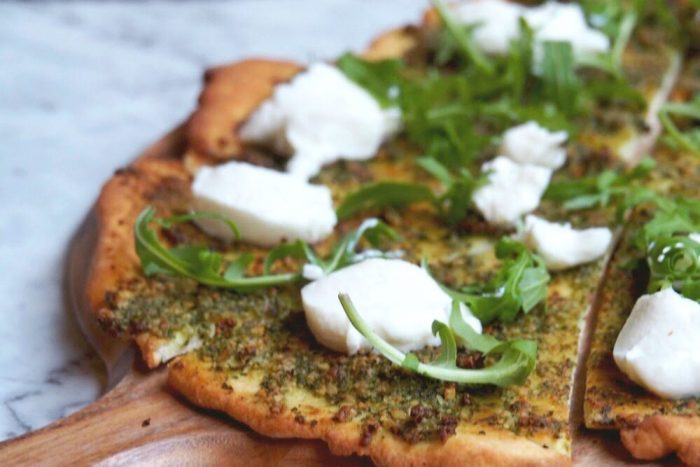 Pesto rocket and ricotta pizza 2