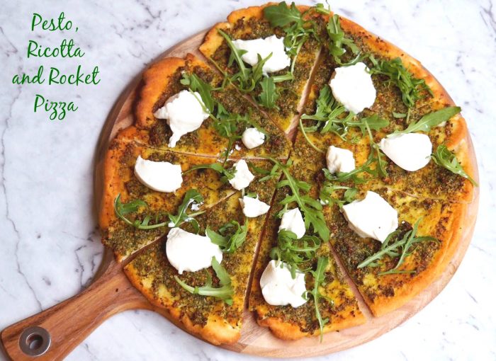 Pesto rocket and ricotta pizza 