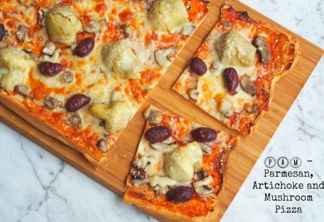 Meatless Monday – the PAM Pizza (Parmesan, Artichoke and Mushroom)