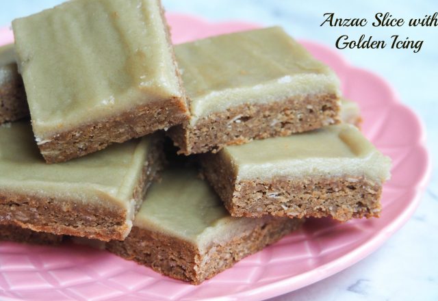 Anzac Slice with Golden Icing