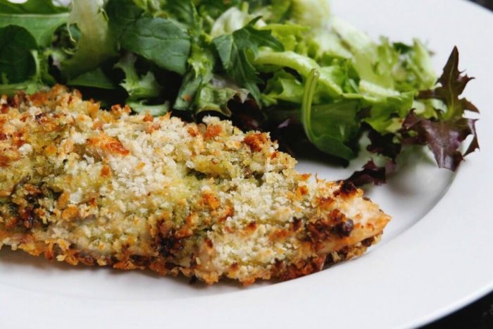 Crispy Crumbed Pesto Chicken