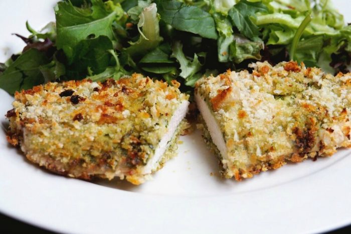 Crispy Crumbed Pesto Chicken