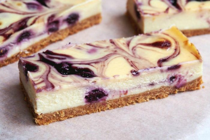 Blueberry Swirl Cheesecake Slice