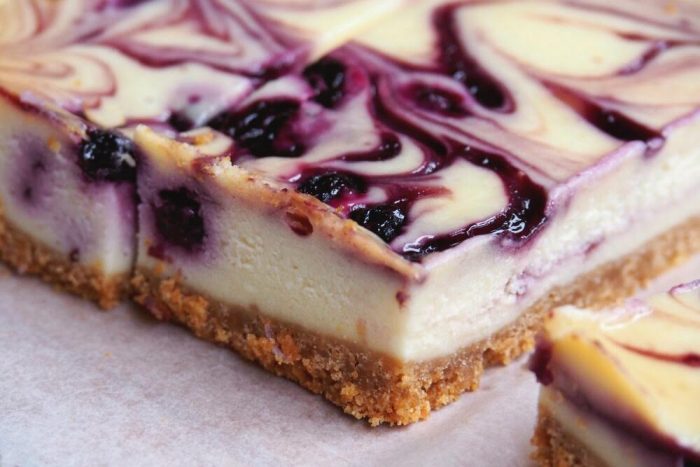 Blueberry Swirl Cheesecake Slice